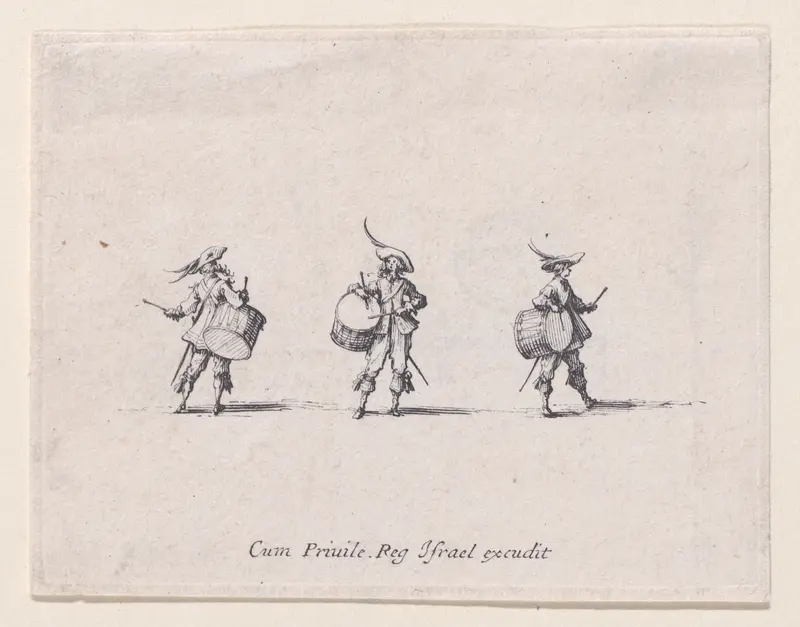 L'Ecercice du Tambour (Drill with Drums), from "Les Exercices Militaires" (The Military Exercises) Wall Art by Jacques Callot - High-Resolution Digital Print