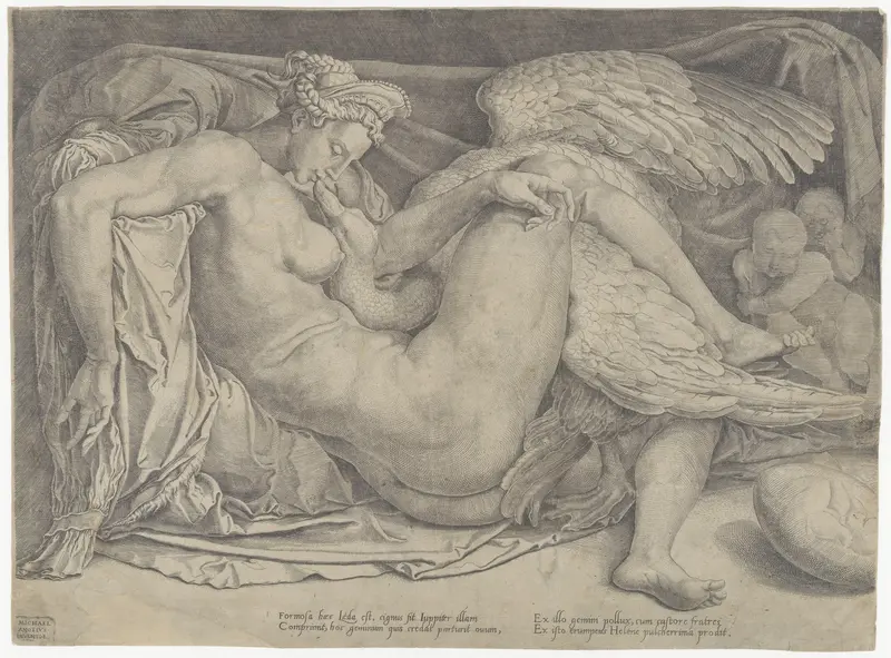 Leda and the Swan Wall Art by Cornelis Bos - High-Resolution Digital Print