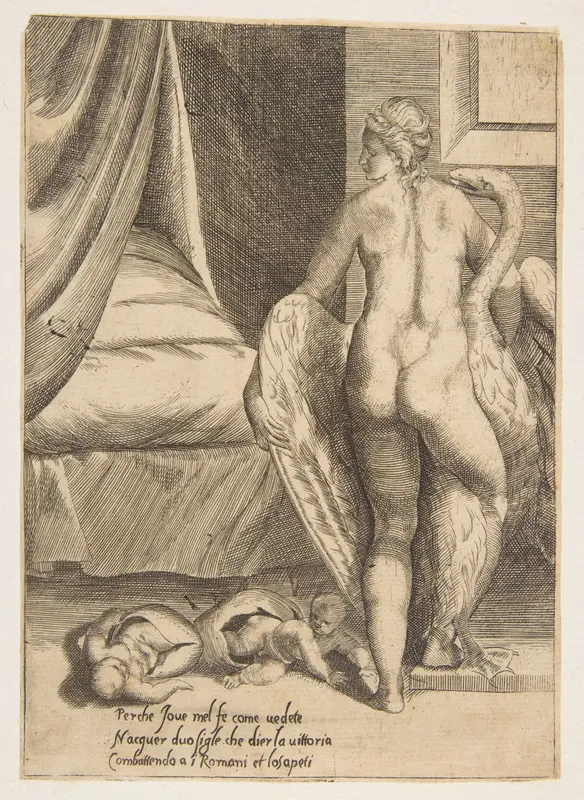 Leda and the Swan, from 'The Loves of the Gods' Wall Art by Giulio Bonasone - High-Resolution Digital Print