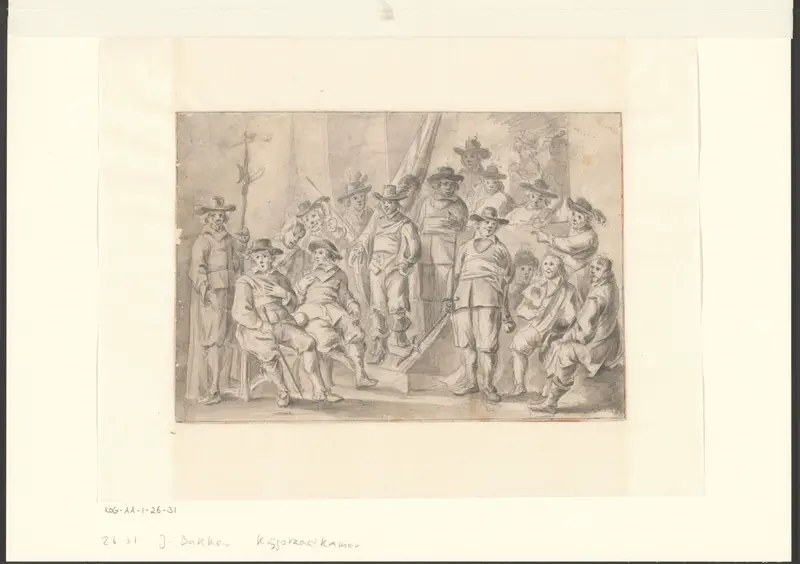 Leden van de schutterij in de krijgsraadkamer Wall Art by Unknown - High-Resolution Digital Print