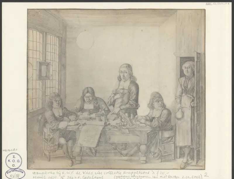 Leerlingen tekenen aan tafel Wall Art by anonymous - High-Resolution Digital Print