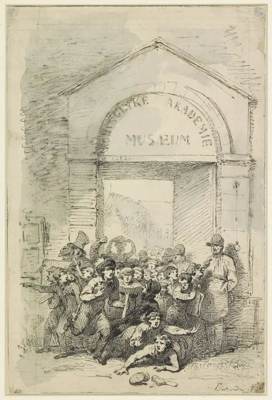 Leerlingen verdringen elkaar bij de opening van het Museum van de Koninklijke Academie Wall Art by Edouard Dujardin - High-Resolution Digital Print