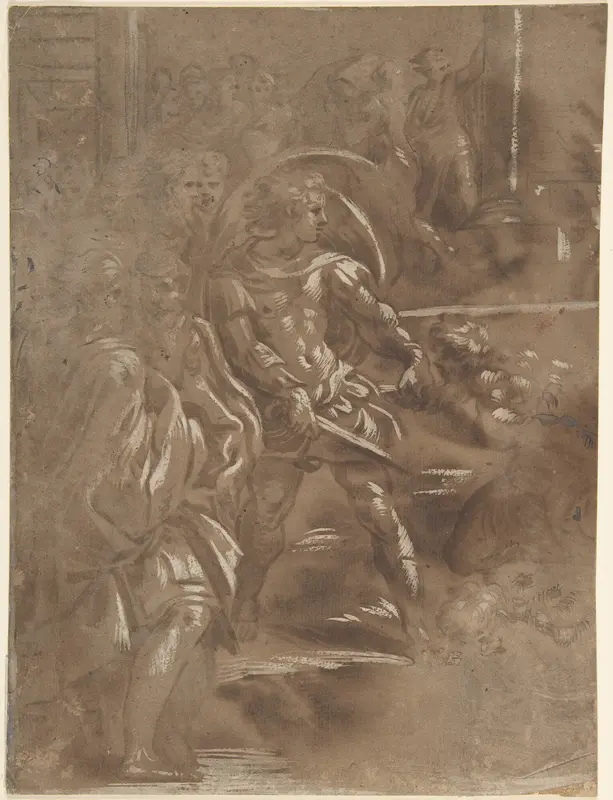 Left Third of a Martyrdom of Saint Peter and Saint Paul Wall Art by Antonio da Trento - High-Resolution Digital Print