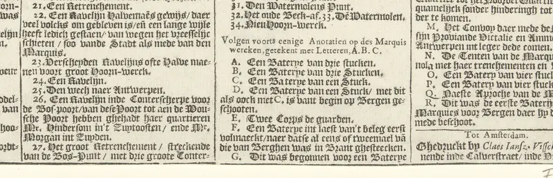 Legenda bij de kaart van het beleg van Bergen op Zoom, 1622 Wall Art by Claes Jansz. Visscher (II) - High-Resolution Digital Print