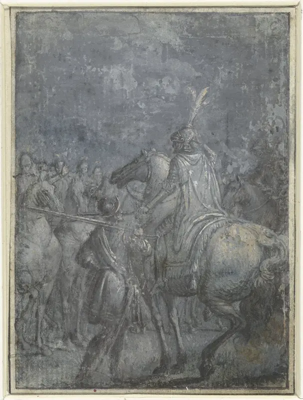 Legeraanvoerder te paard met andere ruiters Wall Art by Unknown - High-Resolution Digital Print