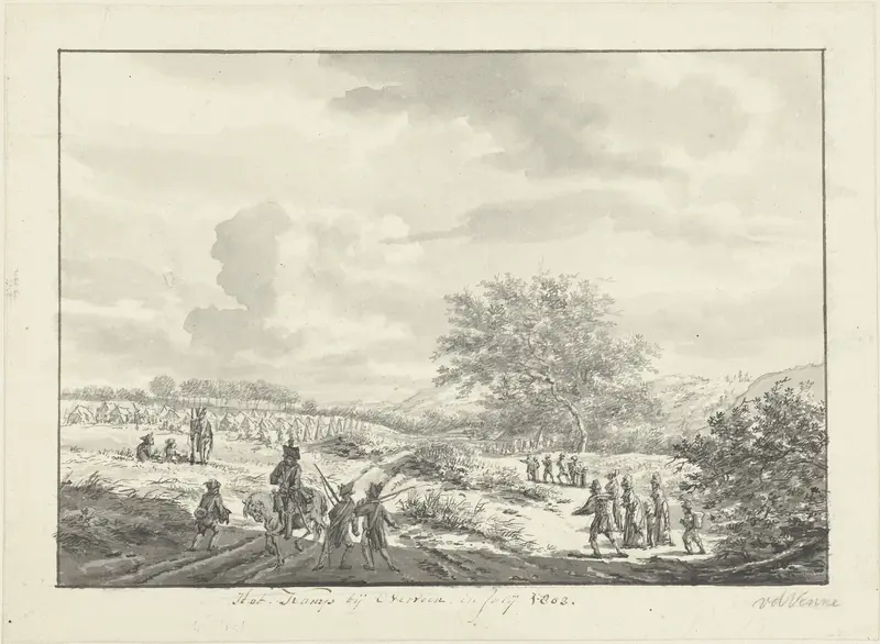 Legerkamp in de duinen bij Overveen in juli 1803 Wall Art by Vincent Jansz. van der Vinne - High-Resolution Digital Print