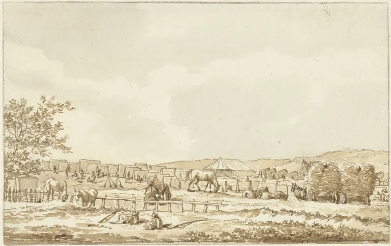 Legerkamp op de Droogberg te Overveen, 19 september 1787 Wall Art by Vincent Jansz. van der Vinne - High-Resolution Digital Print