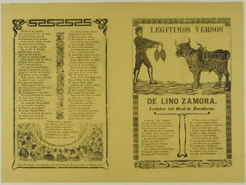 Legitimos versos de Lino Zamora (Legitimate Verses of Lino Zamora) Wall Art by José Guadalupe Posada - High-Resolution Digital Print