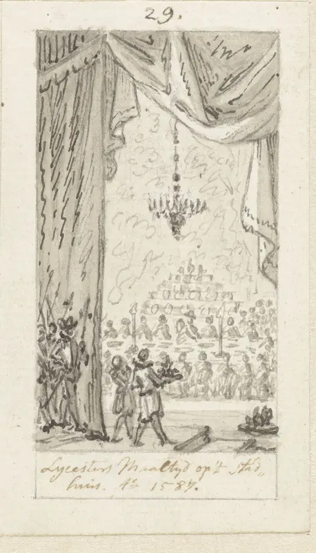 Leicesters maaltijd op het stadhuis te Amsterdam, 4 oktober 1587 Wall Art by Simon Fokke - High-Resolution Digital Print