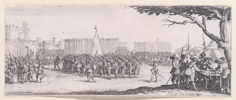 L'Enrolement des Troupes (The Enlistment of Troops), plate 2 from "Les Misères et les Mal-Heures de la Guerre" (The Miseries and Misfortunes of War) Wall Art by Jacques Callot - High-Resolution Digital Print