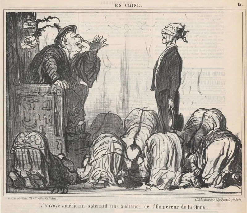 L'envoyé américain obtenant une audience de l'Empereur de la Chine...., from En Chine, published in Le Charivari, October 21, 1859 Wall Art by Honoré Daumier - High-Resolution Digital Print