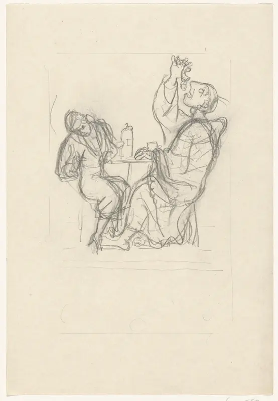 Leo Gestel eet aan tafel met een vrouw Wall Art by Leo Gestel - High-Resolution Digital Print