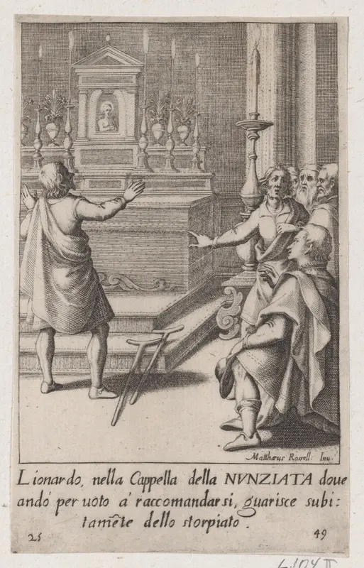 Leonardo, from Scelta d'Alcuni Miracoli e Grazie della Santissima Nunziata di Firenze (Selection of Some Miracles and Graces that Occurred in the Church of the Annunziata in Florence) Wall Art by Jacques Callot - High-Resolution Digital Print