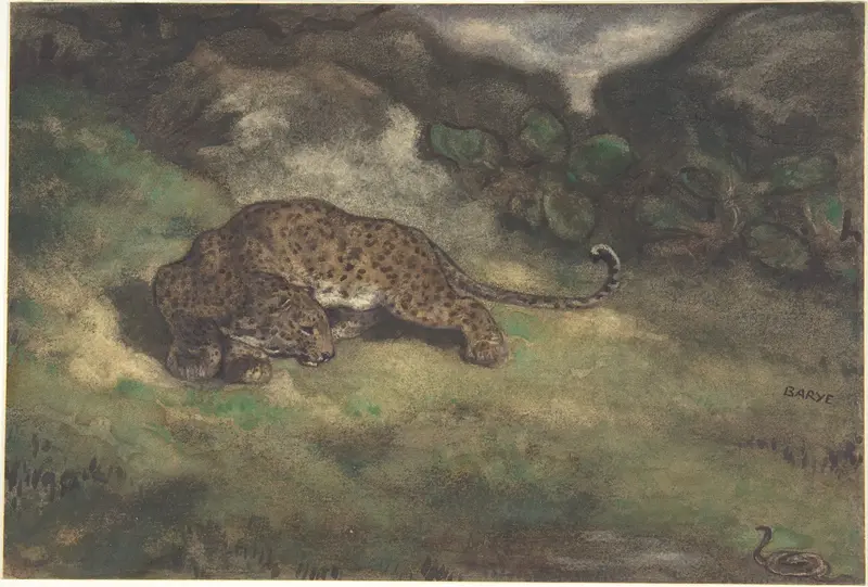 Leopard and Serpent Wall Art by Antoine-Louis Barye - High-Resolution Digital Print