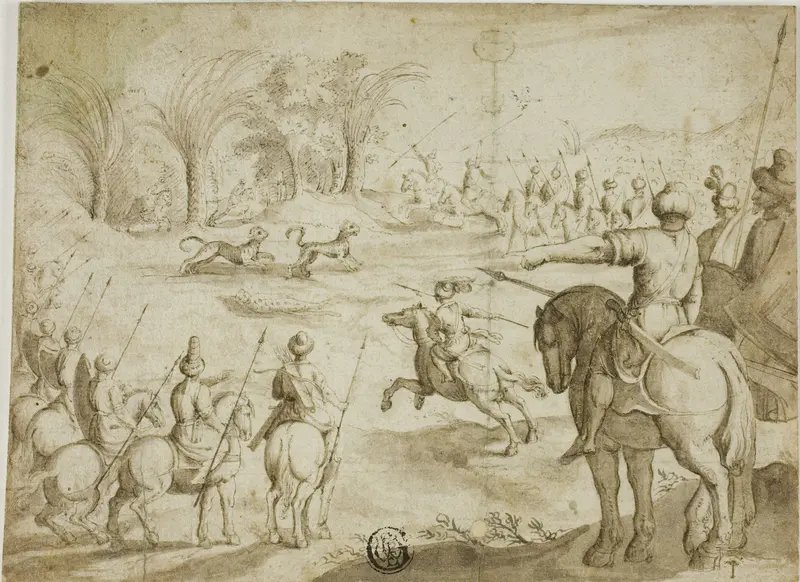 Leopard Hunt in Persia Wall Art by Unknown artist - High-Resolution Digital Print