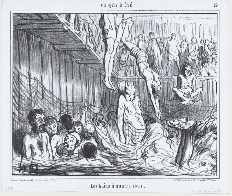 Les bains à quatre sous, from Croquis d'Été, published in Le Charivari, June 29, 1858 Wall Art by Honoré Daumier - High-Resolution Digital Print