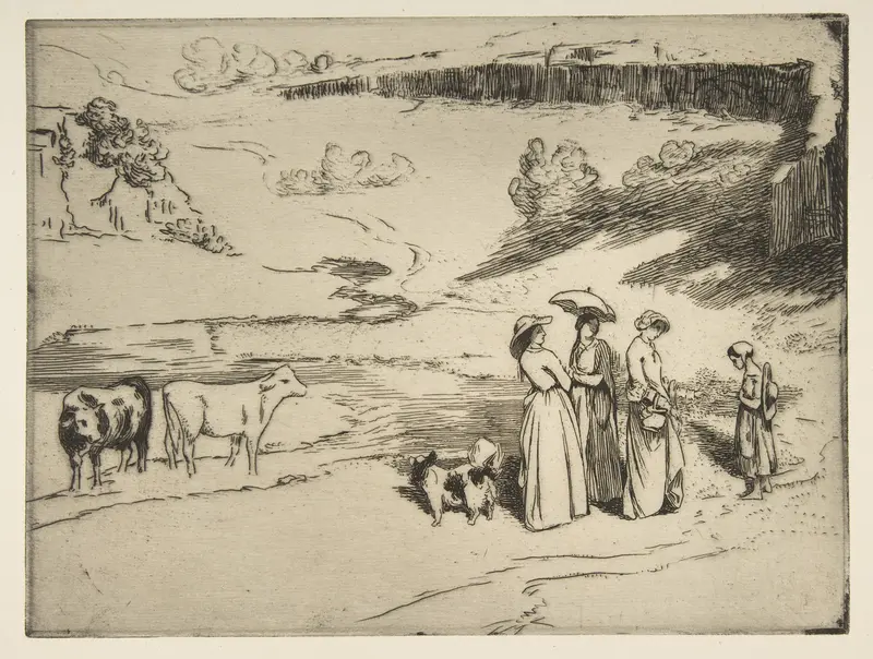 Les Demoiselles du village Wall Art by Félix Bracquemond - High-Resolution Digital Print