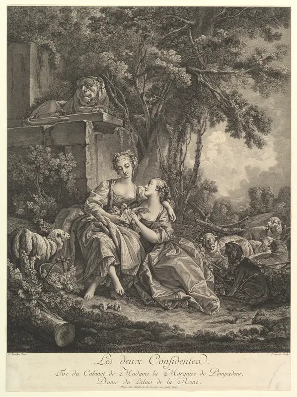 Les deux Confidentes (The two Confidants) Wall Art by Jean Ouvrier - High-Resolution Digital Print