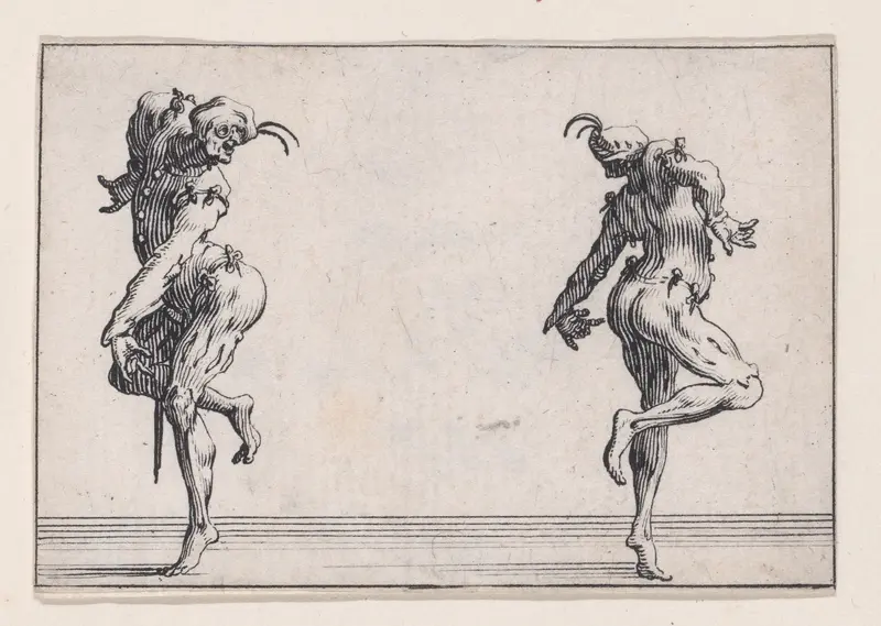 Les Deux Pantalons se Tournant le Dos (Two Men in Pantsuits Turned Away from Each Other), from "Les Caprices" Series A, The Florence Set Wall Art by Jacques Callot - High-Resolution Digital Print
