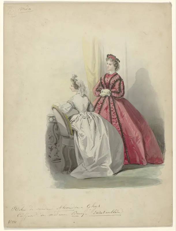 Les modes parisiennes, 1864, No. 231 : Robes de madame Alexandre... Wall Art by anonymous - High-Resolution Digital Print