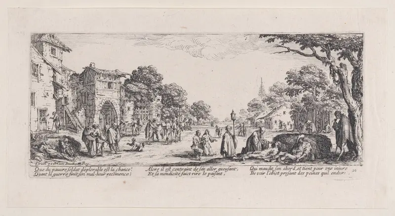 Les Mourants sur le Bord des Rouges (The Dying on the Edge of the Road), plate 16 from "Les Misères et les Mal-Heures de la Guerre" (The Miseries and Misfortunes of War) Wall Art by Jacques Callot - High-Resolution Digital Print