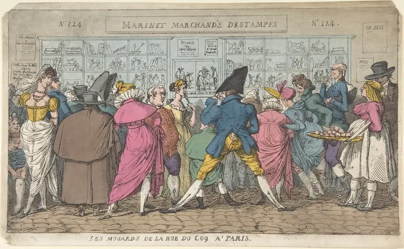Les Musards de la Rue du Coq à Paris (Dawdlers of the Rue Coq, Paris) Wall Art by Thomas Rowlandson - High-Resolution Digital Print