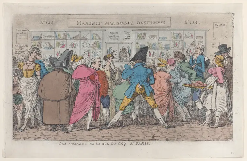 Les Musards de la Rue du Coq à Paris (Dawdlers of the Rue Coq) Wall Art by Thomas Rowlandson - High-Resolution Digital Print