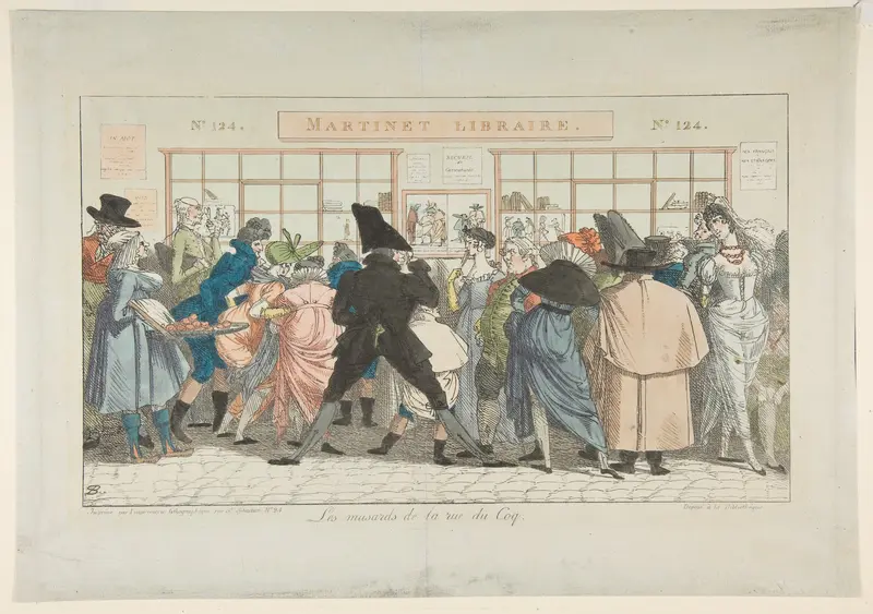Les Musards de la Rue du Coq (Dawdlers of the Rue du Coq) Wall Art by Pierre Nolasque Bergeret - High-Resolution Digital Print