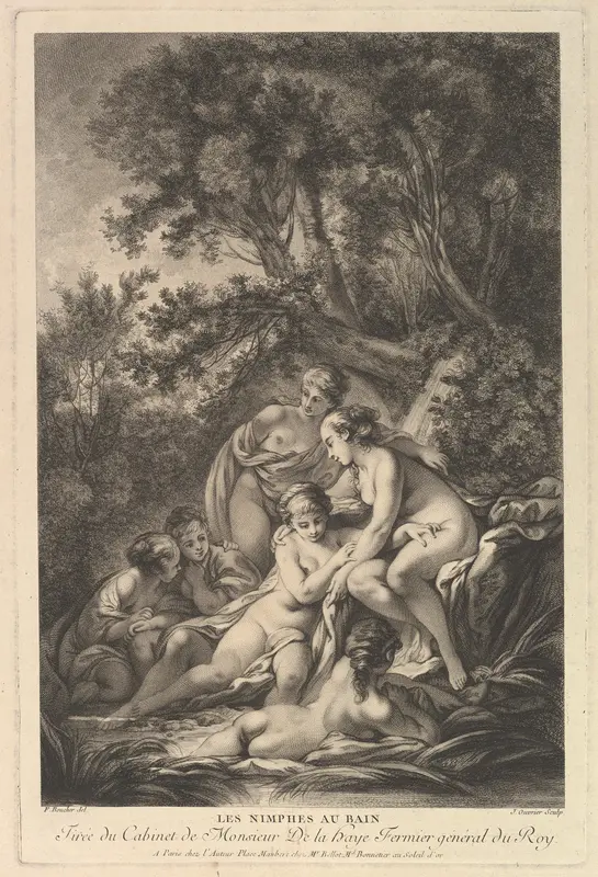 Les Nimphes au Bain (The Nymphs at the Bath) Wall Art by Jean Ouvrier - High-Resolution Digital Print