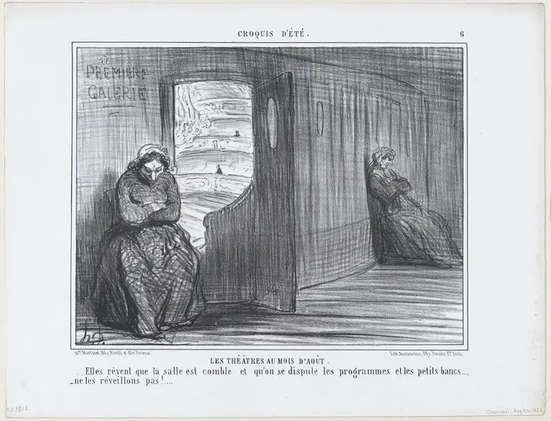 Les Théâtres au Mois d'Août, from Croquis d'Été, published in Le Charivari, August 21, 1856 Wall Art by Honoré Daumier - High-Resolution Digital Print