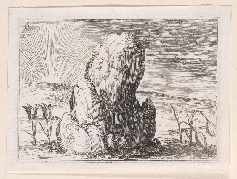 Les Tulipes et le Soleil (The Tulips and the Sun), plate 6 from "Lux Claustri ou La Lumière du Cloitre" (The Light of the Cloisters) Wall Art by Jacques Callot - High-Resolution Digital Print