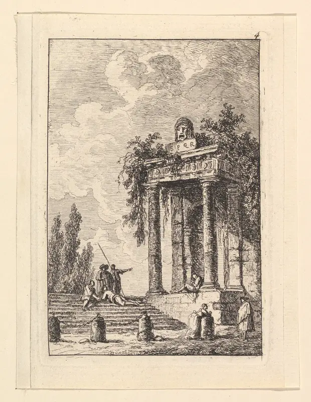 L'Escalier aux  Quatre Bornes Wall Art by Hubert Robert - High-Resolution Digital Print
