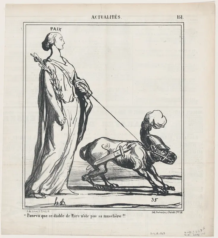 Let's just hope that this devil Mars doesn't pull out of his muzzle, from "News of the Day" Wall Art by Honoré Daumier - High-Resolution Digital Print