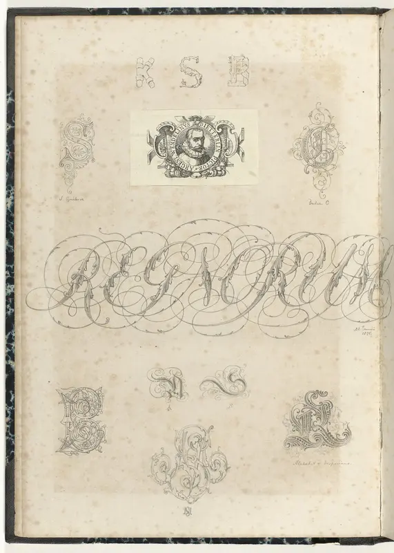 Letters en portret in cartouche Wall Art by anonymous - High-Resolution Digital Print