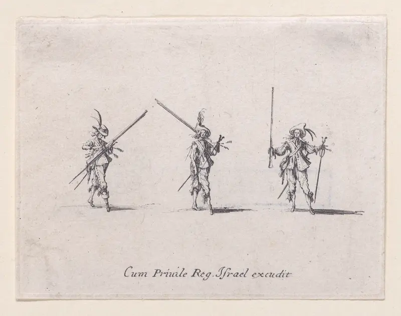L'Exercice de L'Arquebuse: Le Chargement (Drill of the Arquebus: The Loading), from "Les Exercices Militaires" (The Military Exercises) Wall Art by Jacques Callot - High-Resolution Digital Print