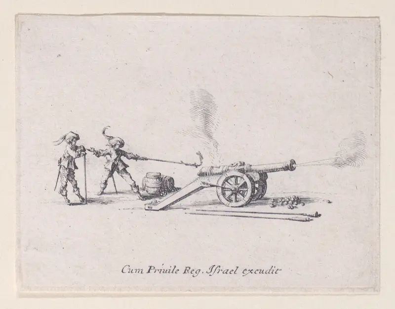 L'Exercice du Canon: Le Tir (Drill of the Cannon: The Shooting), from "Les Exercices Militaires" (The Military Exercises) Wall Art by Jacques Callot - High-Resolution Digital Print