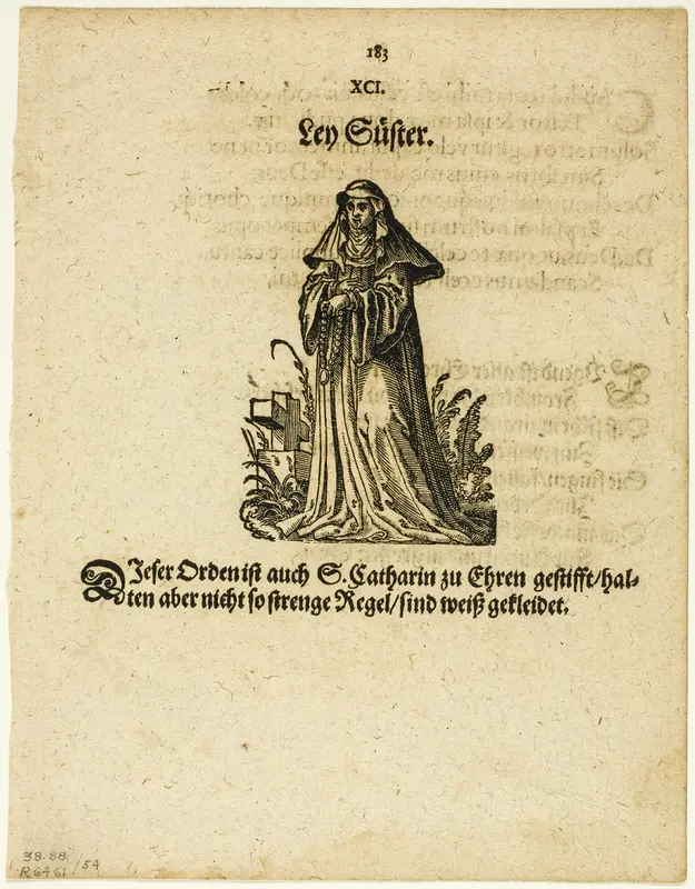 Ley Süster (Lay Sister) from Ständ und Orden, plate 54 from Woodcuts from Books of the XVI Century Wall Art by Jost Amman - High-Resolution Digital Print