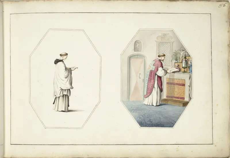 Lezende broeder en een priester bij een altaar Wall Art by Gesina ter Borch - High-Resolution Digital Print