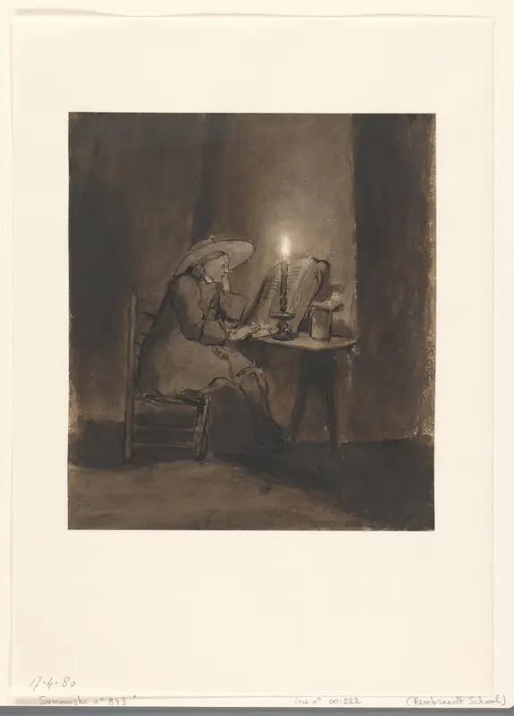 Lezende jongen bij kaarslicht Wall Art by Barent Fabritius - High-Resolution Digital Print