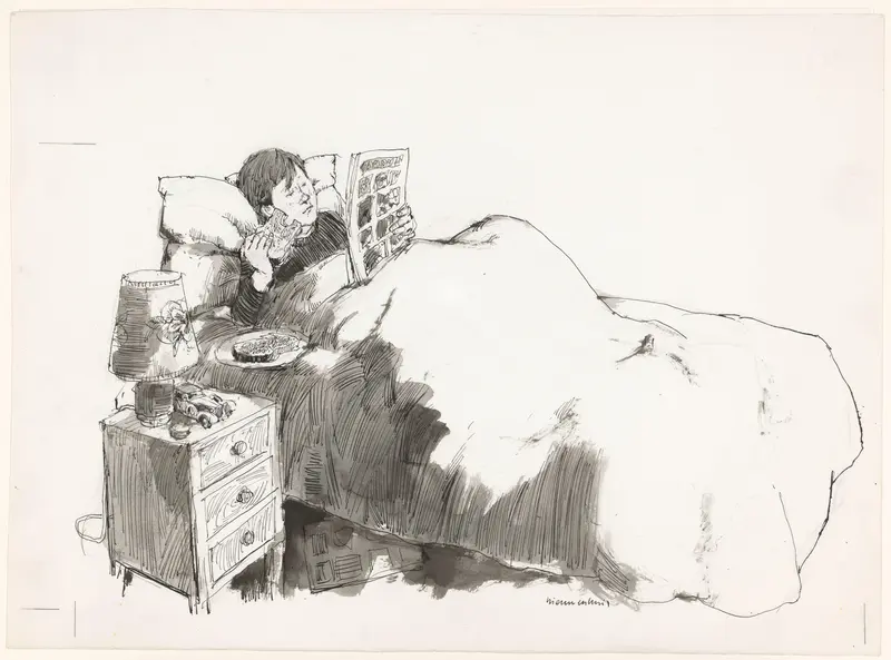 Lezende jongen in bed Wall Art by Unknown - High-Resolution Digital Print