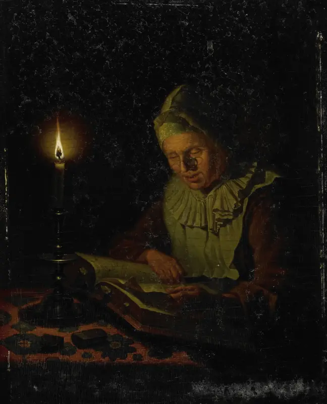 Lezende oude vrouw Wall Art by Adriaan Meulemans - High-Resolution Digital Print