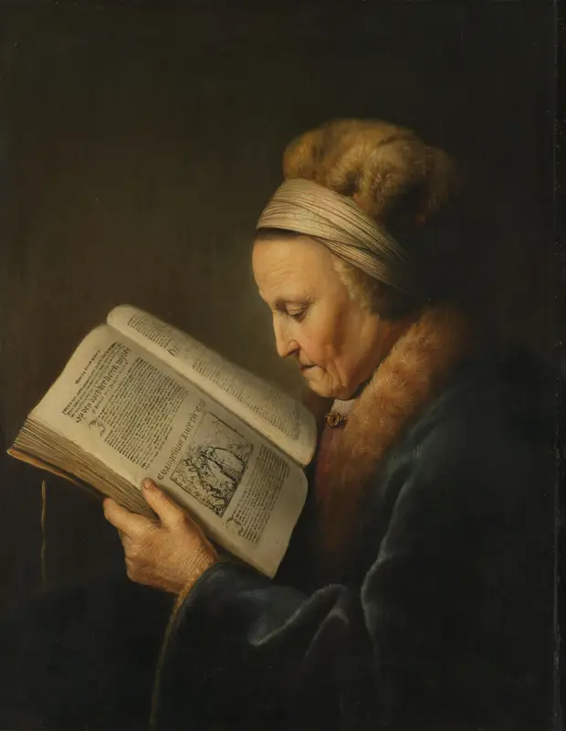 Lezende oude vrouw Wall Art by Unknown - High-Resolution Digital Print