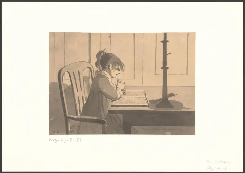 Lezende vrouw aan tafel Wall Art by Christiaan Andriessen - High-Resolution Digital Print