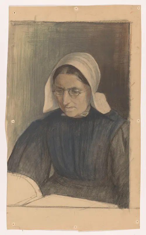 Lezende vrouw in Gooise klederdracht Wall Art by Martinus van Regteren Altena - High-Resolution Digital Print