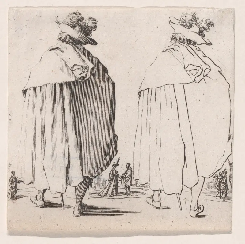 L'Homme au Grand Manteau vu de Dos (Man with a Large Mantle Viewed from Behind), from "Varie Figure" (Various Figures) Wall Art by Jacques Callot - High-Resolution Digital Print