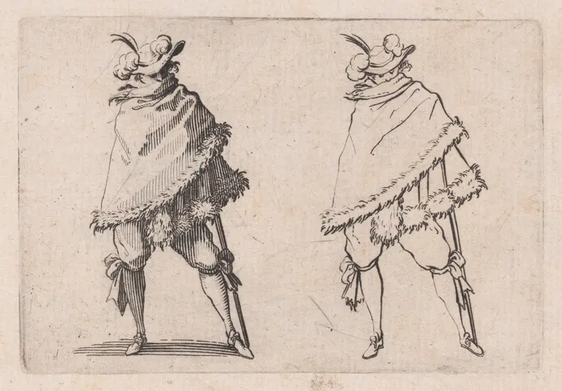 L'Homme Enroulé dans son Manteau (Man Wrapped in his Mantle), from "Les Caprices" Series B, The Nancy Set Wall Art by Jacques Callot - High-Resolution Digital Print