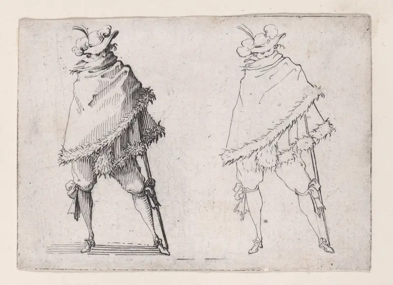 L'Homme Enroulé dans son Manteau (The Man Wrapped in his Mantle), from "Les Caprices" Series A, The Florence Set Wall Art by Jacques Callot - High-Resolution Digital Print