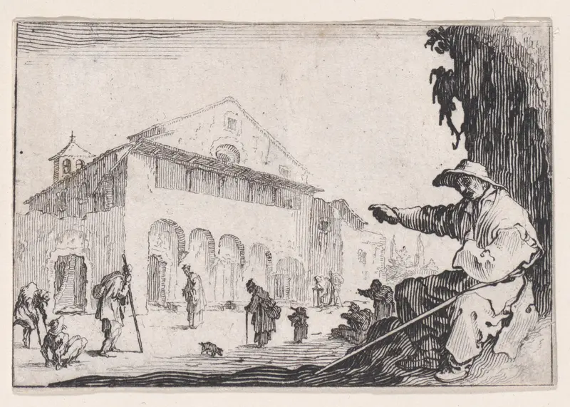 L'Hospice (The Almshouse), from "Les Caprices" Series A, The Florence Set Wall Art by Jacques Callot - High-Resolution Digital Print
