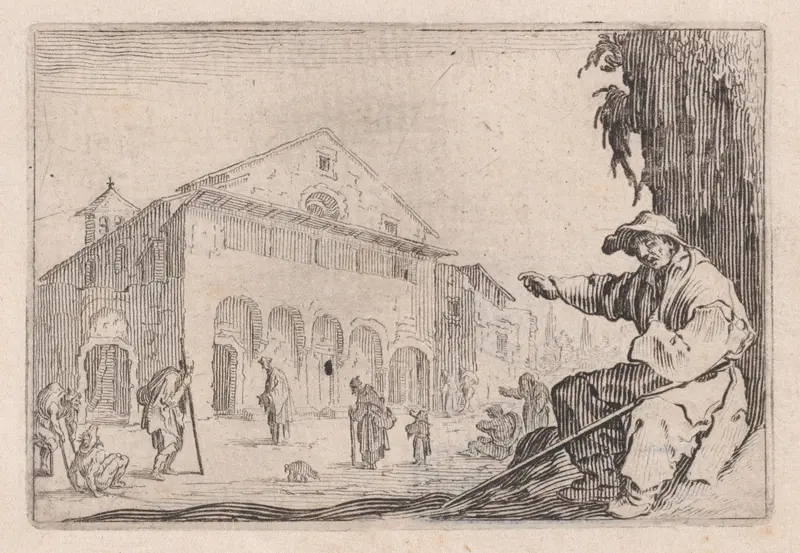 L'Hospice (The Almshouse), from "Les Caprices" Series B, The Nancy Set Wall Art by Jacques Callot - High-Resolution Digital Print