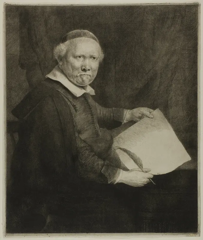 Lieven Willemsz. von Coppenol, Writing Master: The Larger Plate Wall Art by Rembrandt van Rijn - High-Resolution Digital Print